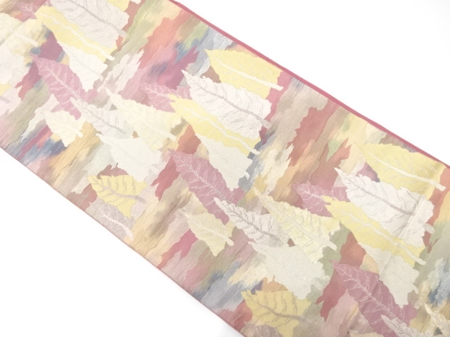 樹木に霞模様織り出し　名古屋帯